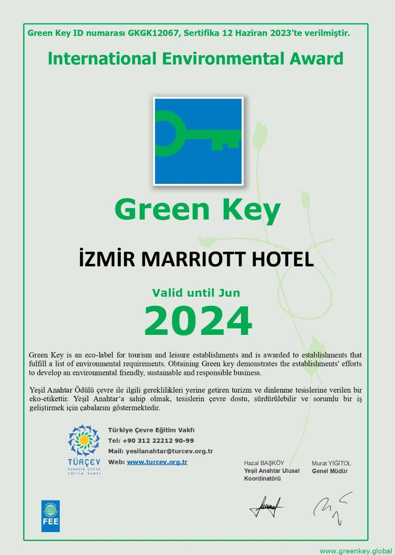 Izmir Marriott Hotel Exterior photo Green Key label